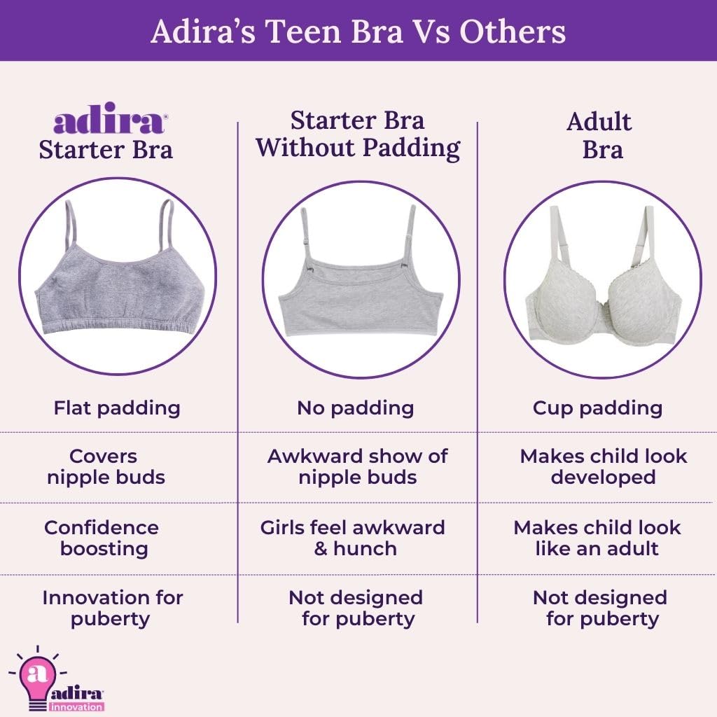 Adira | Bra for Teens | Teen Bras with Flat Padding for Coverage | Gives Confidence at School | Beginners Bra with Comfortable Strecthy Cotton | Pack of 2 | White & Skin | S - Image 4 thumbnail
