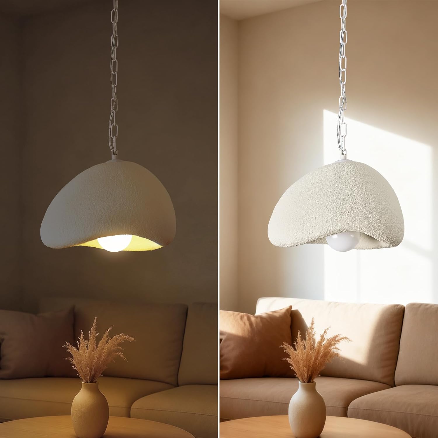 Wabi Sabi Pendant Lights,11.8in White Modern Pendant Light Resin Hanging Lamp Kitchen Island Lighting Modern Japandi Chandelier for Dining Room Bedroom Hallway Restaurant Foyer
