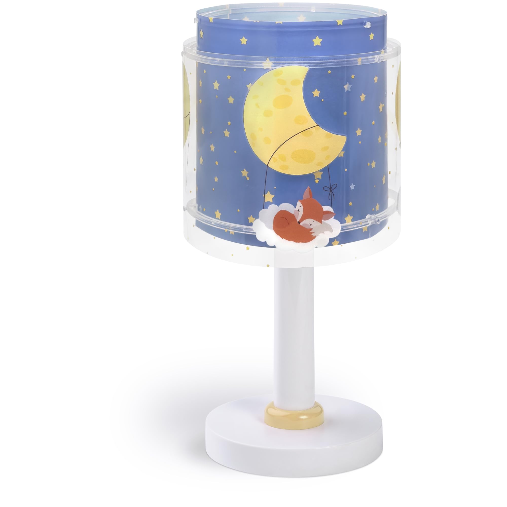 Dalber Lampada da tavolo per bambini, luce da comodino e da notte Moon Dreams animali luna nuvole stelle blu, 76631, G4-4W LED - Lampadina inclusa