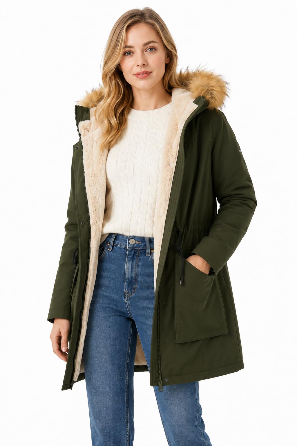 orolay Women's Thicken Fleece Lined Parka Winter Coat Hooded Jacket with Removable Fur Collar-picture-15