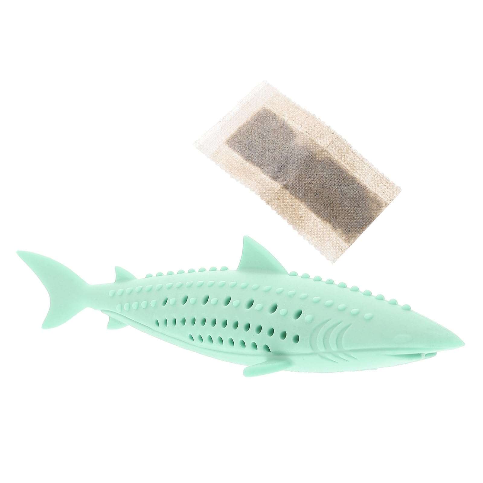 Ipetboom 5pcs Cat Catnip Toy - Silicone Fish Shape Cat Teeth Cleaning Chew Toy for Interactive Kitten Play, Green, 6.3x1.7in