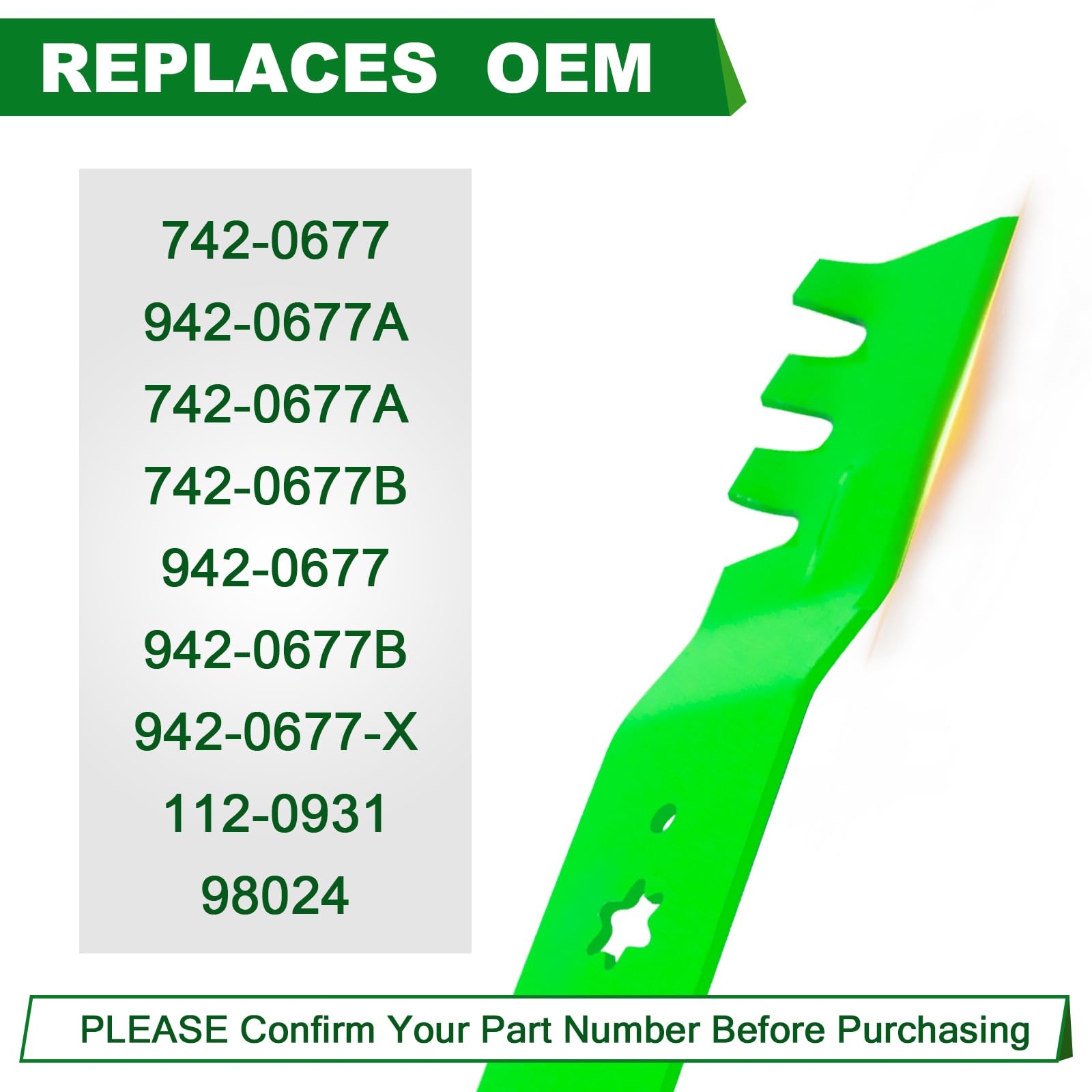 742-0677 942-0677 - Cuchillas dentadas para cubierta de 54 pulgadas, compatible con Cub Ca det RZT S54 742-0677B 942-0677 942-0677-X Toro 112-0931 490-110-M10-M110-M112-0931 17 para a ro GT2300