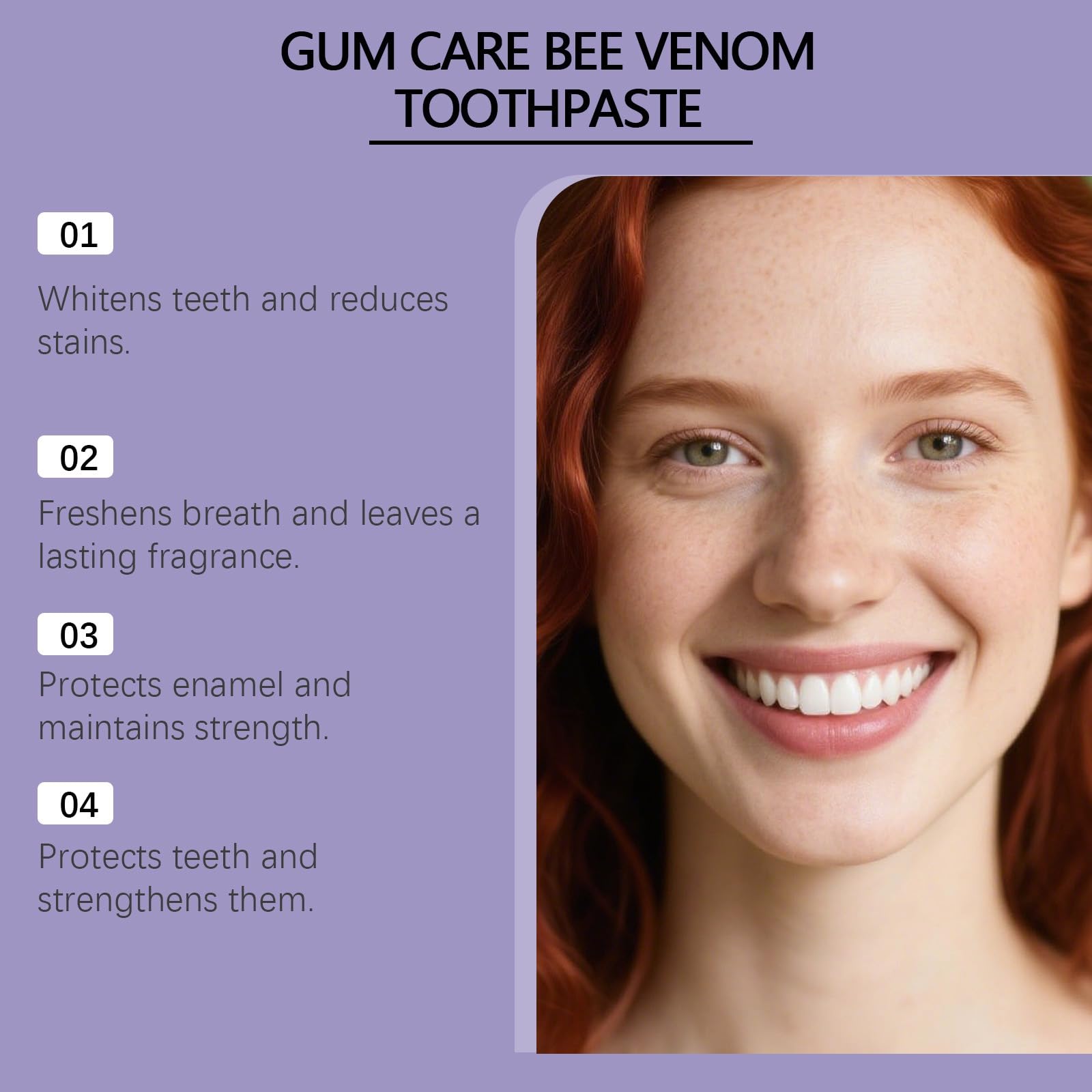 Pasta de dientes Bee Venom con veneno de abeja, pasta de dientes blanqueadora, blanqueamiento dental natural, elimina la decoloración y refresca el aliento, ingredientes naturales para hombres y