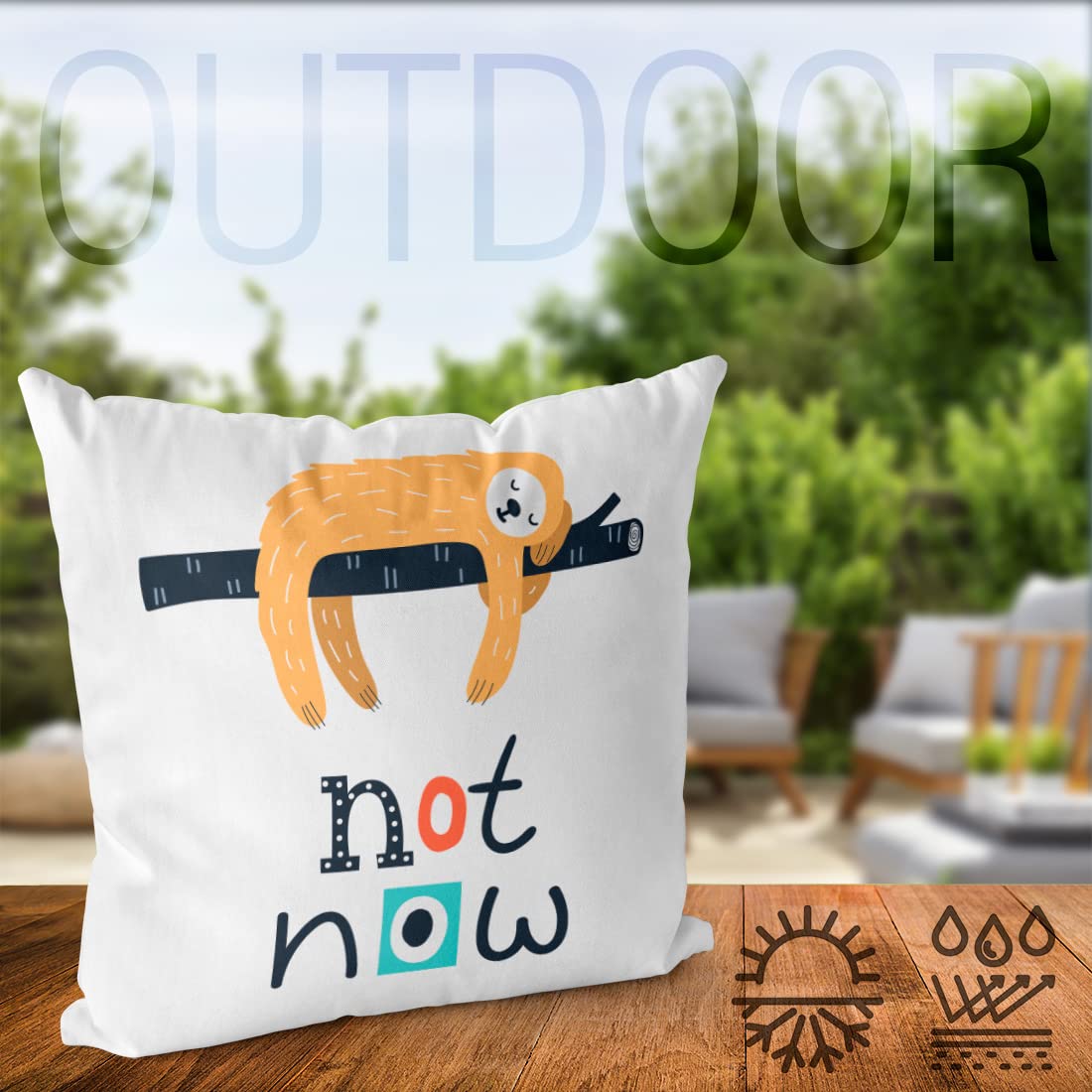 VOID Nicht jetzt Faultier Kissenbezug Kissenhülle Sofakissen Kissen Deko Outdoor-Kissen Dekokissen, Kissen Größe:80 x 80 cm