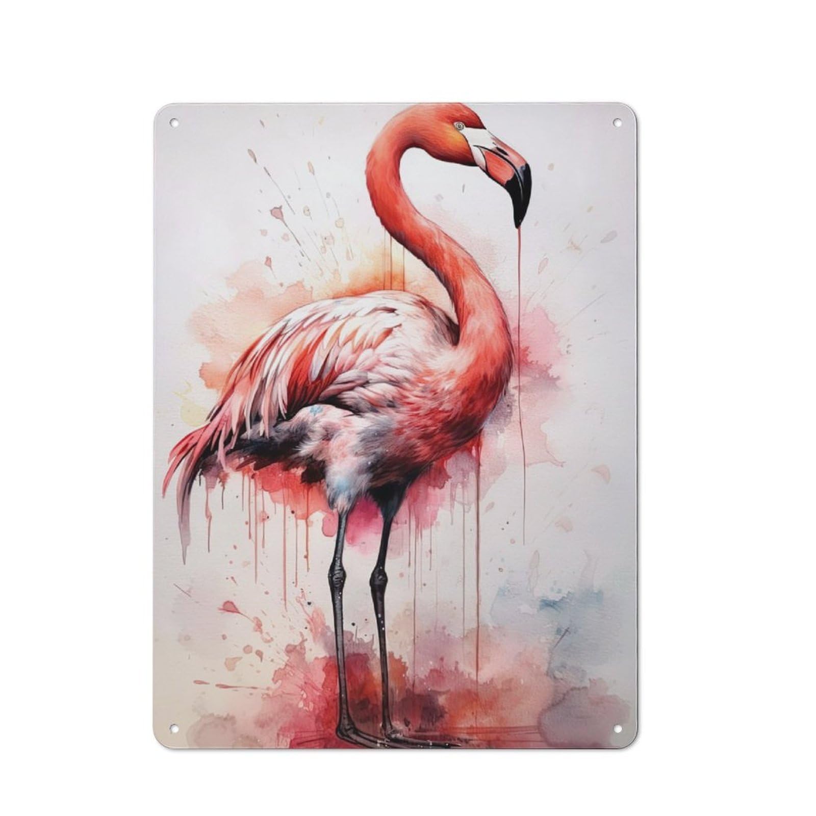 Flamingo Watercolor Rustic Tin Sign 40x30cm for Café Or Restaurant, for Café Owners And Decorators, for Retro Home Interiors