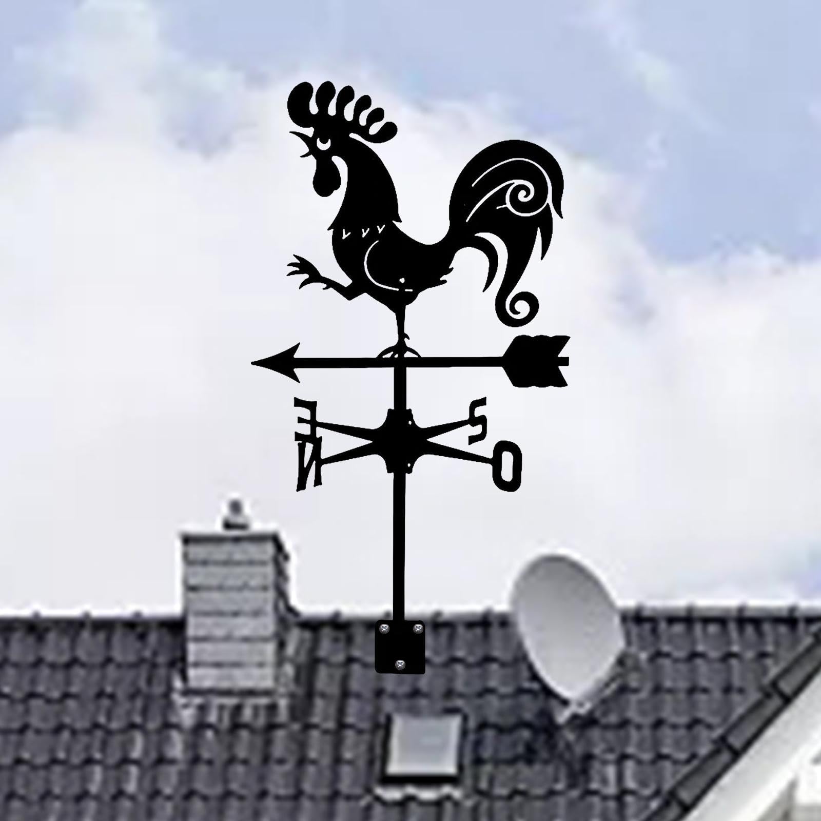 LOVIVER Schwarze Wetterfahne aus Schmiedeeisen, Instrument zur Messung der Windrichtung, Klassische Wetterfahne im Freien für die Dekoration von Bauernhaus,
