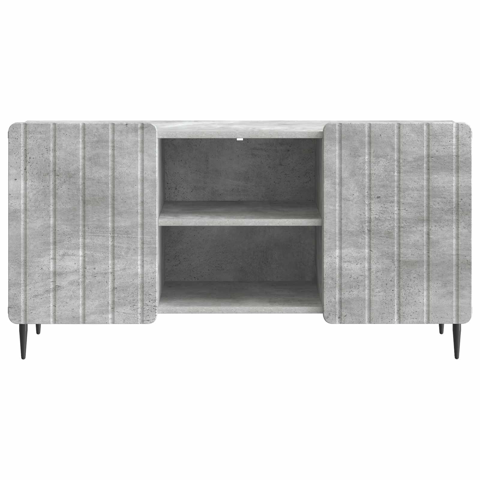 Hothingwell TV-Möbel, Holz, 102 cm, Betongrau | Drehtüren 90 °, Füße aus schwarzem Stahl, DVD-Regal, leicht zu reinigen mit feuchtem Tuch