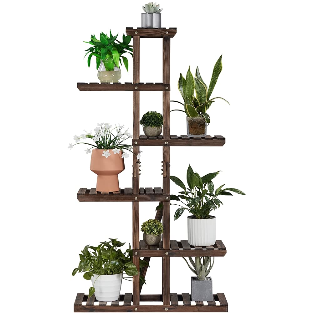 Yaheetech Soporte para Plantas de Madera Maciza Abeto Estantería para Plantas Soporte Macetas de 6 Niveles para Balcón Terraza Patio Interior Exterior Altura 140 cm