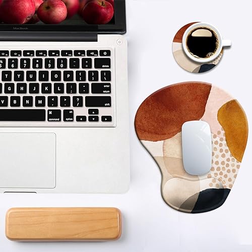 Miniatura 6 de DOOKE Alfombrilla ergonómica para mouse con soporte de muñeca y posavasos, con base de poliuretano antideslizante para el hogar, oficina, trabajo,