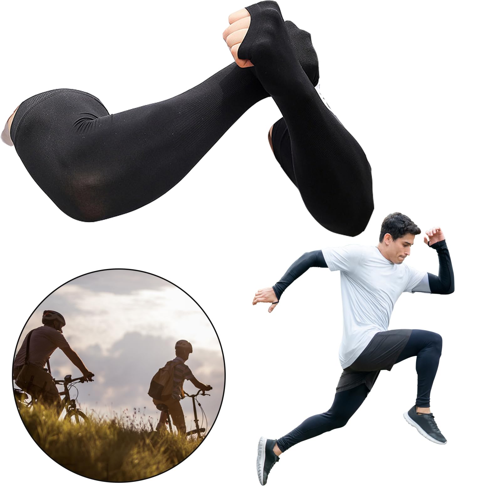 6 Paio Maniche Braccio, Anti-UV Manicotti, Manicotto di Protezione Solare, per Adatto in Bicicletta, Golf, Guida Tutte le Attività All'aperto, Unisex (6 Colori)