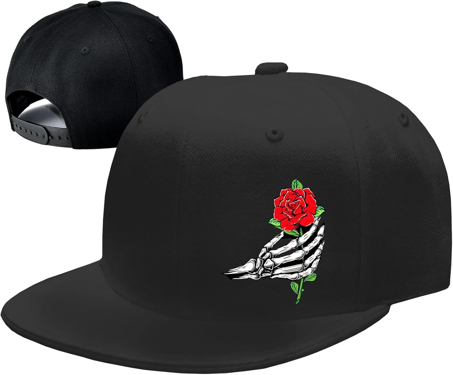 Snapback Hats for Men Flat Bill Brim Hats Fitted Black Baseball Cap for Men Cool Hip Hop Hat Mens Trucker Cap