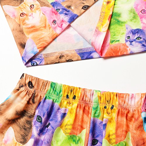 Girls Pajamas Cat Print Sleepwear Kid Cute Cotton Set Teen Summer Short Sleeves #TOP4