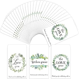 Outus 150 Pieces Wedding Favors Seed Packets Let Love Grow Seed Packets Self Adhesive Let Love Grow Envelopes Retro Christmas Valentine Wedding Favors for Guests, 3 Styles (Eucalyptus Wreath Pattern)