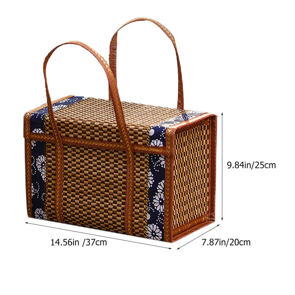 Cesta de picnic for tejer, soporte for frutas: cesta de pan de mano, postre, aperitivos, contenedor, nuez, organizador de repostería for cocina, viajes, recepción, suministros de comedor.(35X22X18CM)