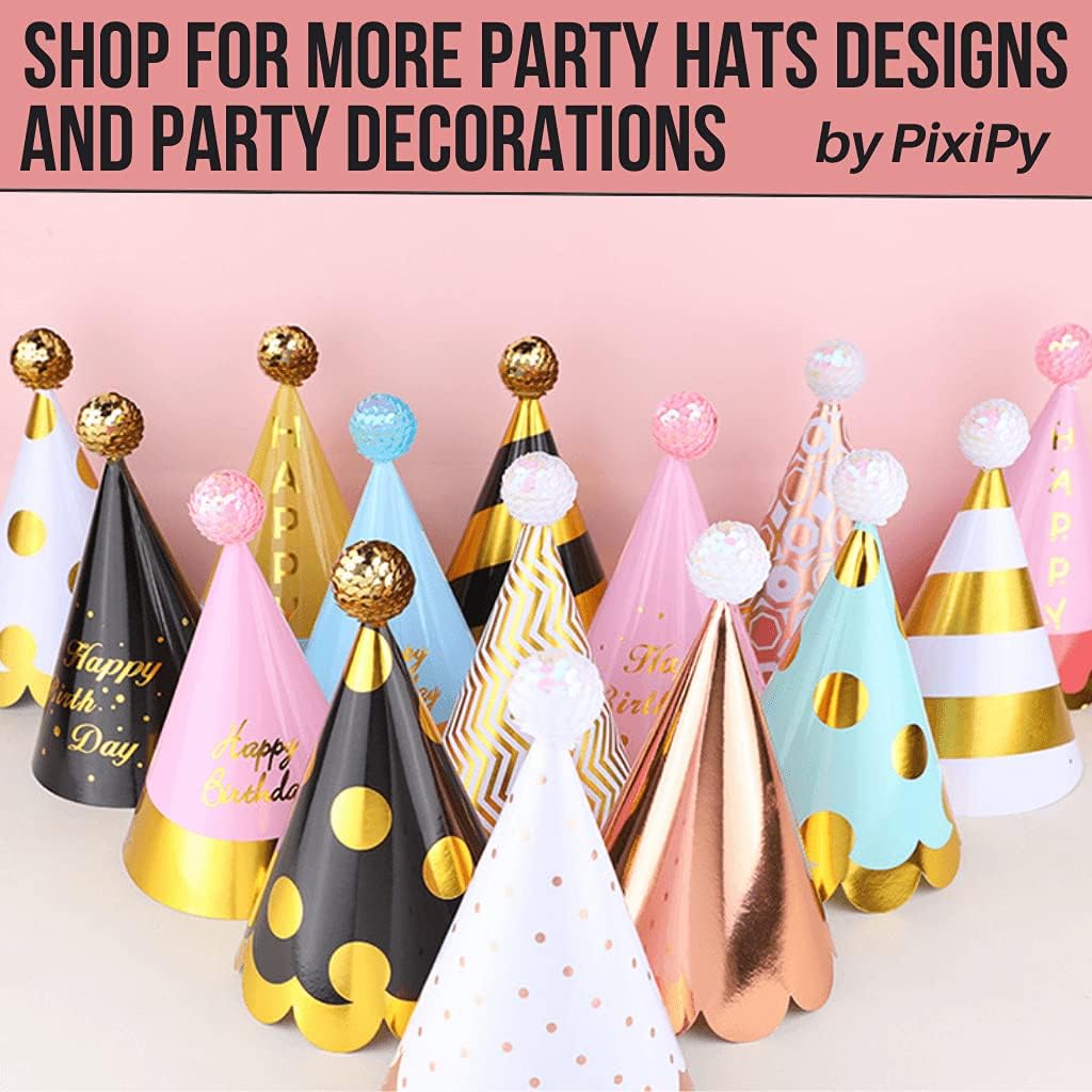 Birthday Party Hats - Fun Celebration Kit of 12 Pink and Gold Happy Birthday Cone Party Hats for Birthday Party - Birthday Party Supplies and Birthday Decorations : Toys & Games