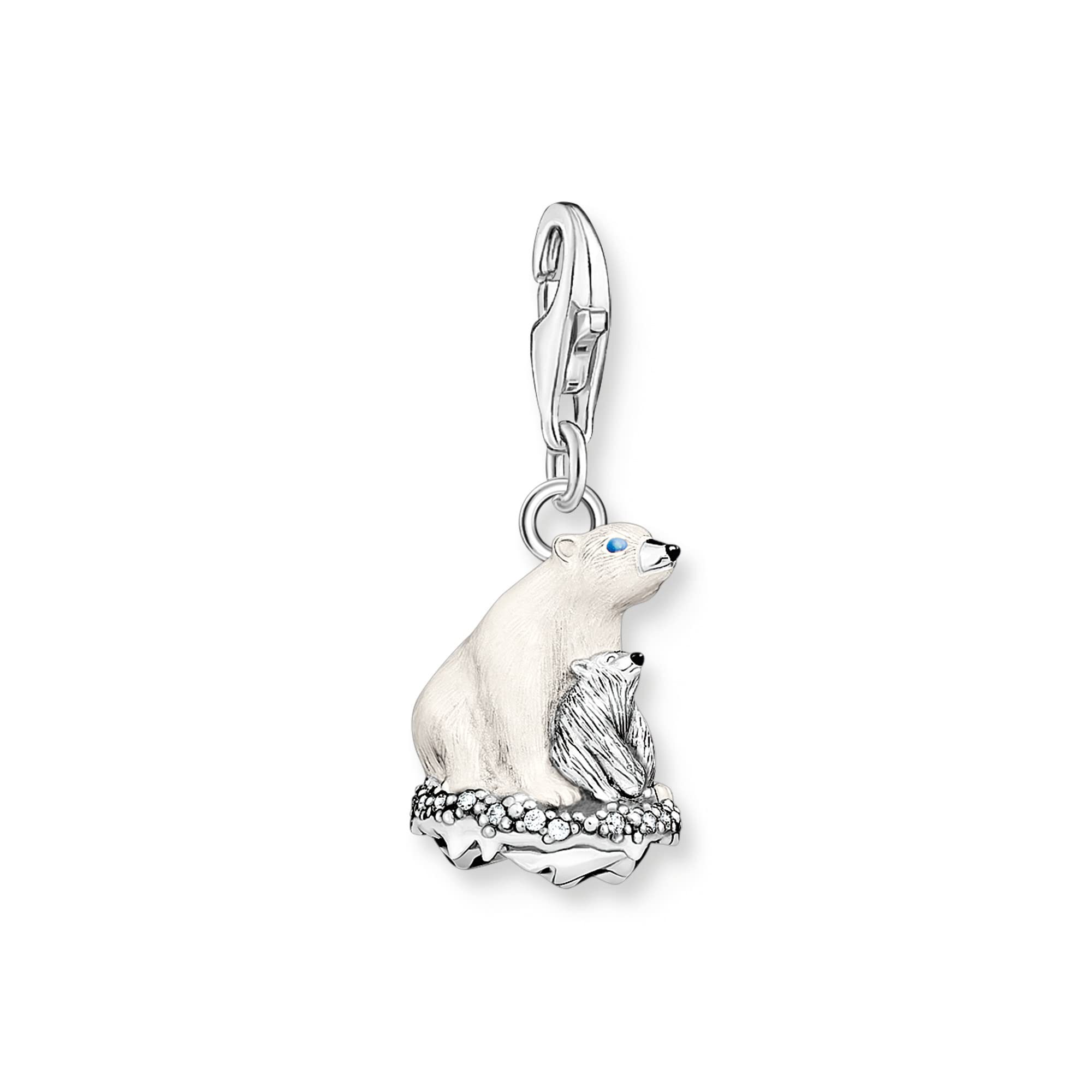 Thomas Sabo Charm pendant ice bears silver 925 Sterling Silver, Blackened, Cold Enamel