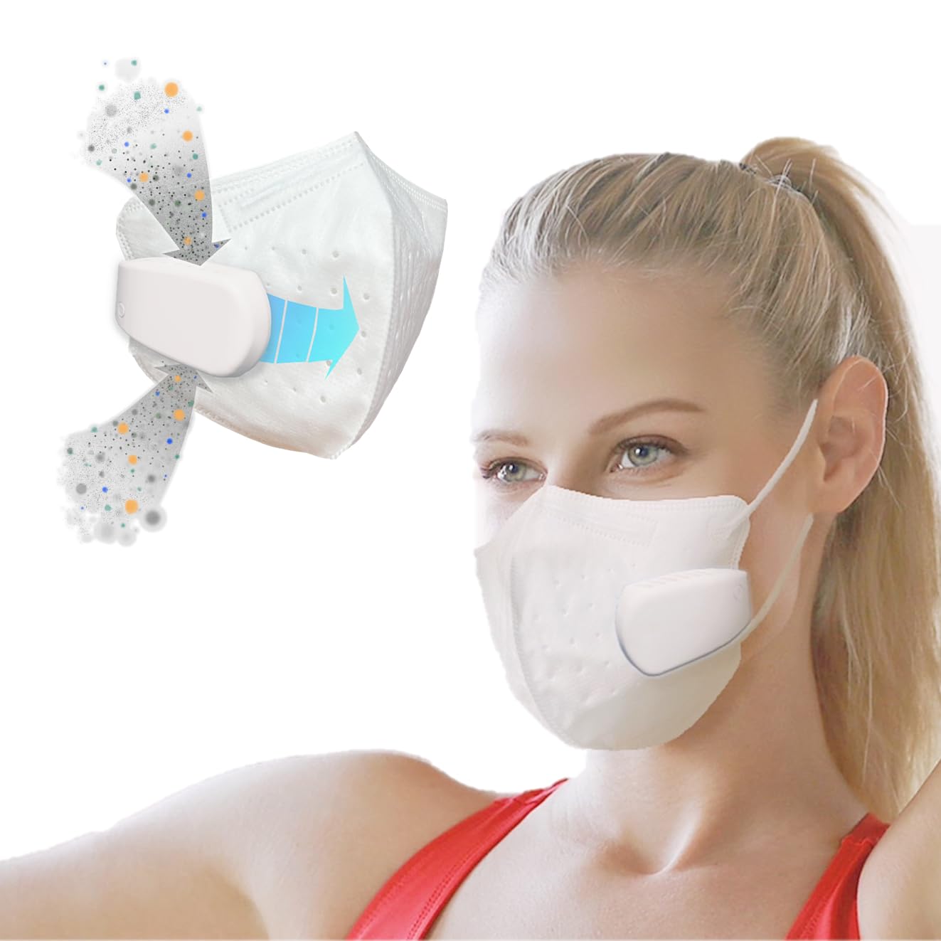 PuriCurrent, Breathe Easy, Extra Clean Air with Purifier, Smart Face Mask Fan, Clip-On Mask, Cooling…