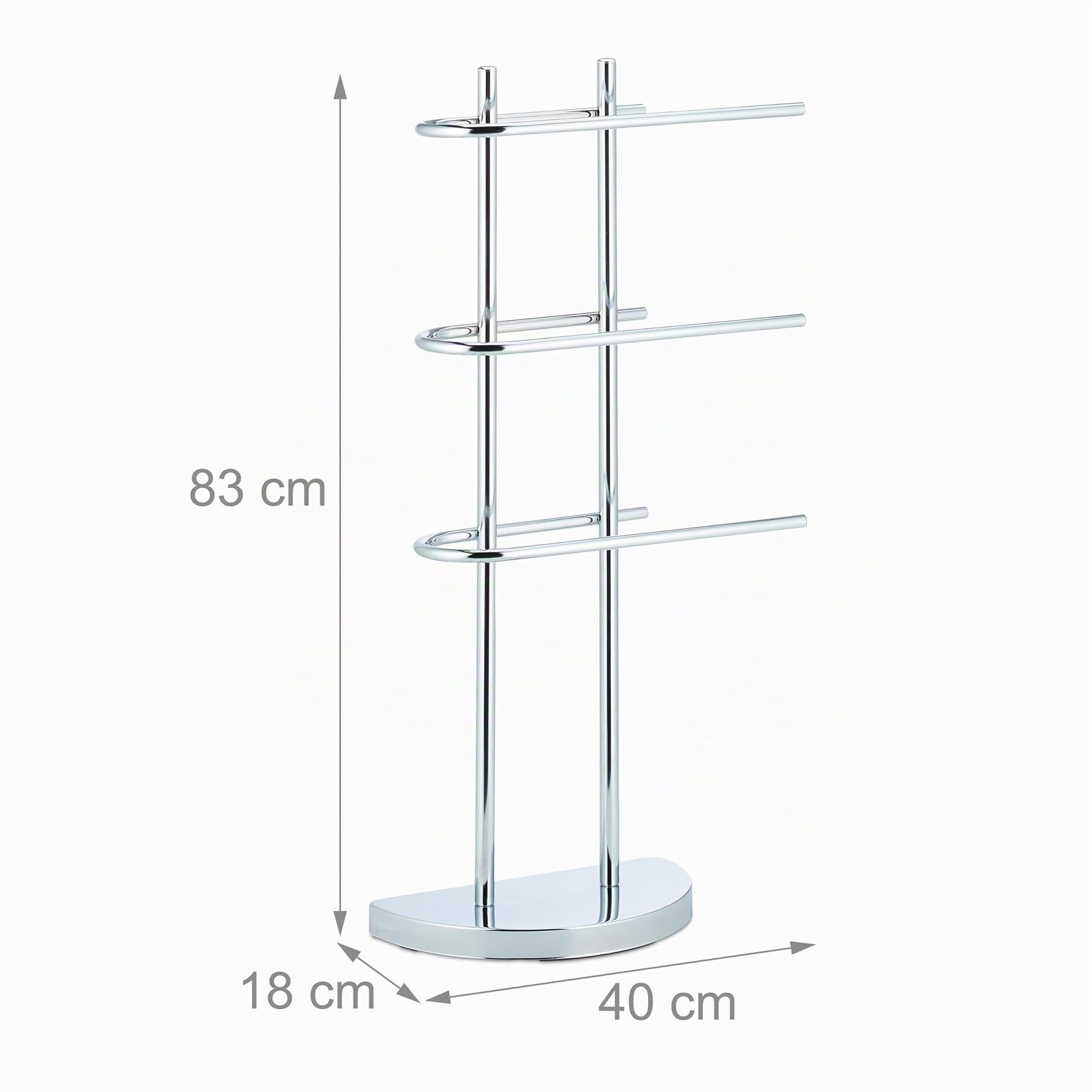 Relaxdays Toallero de Pie Semicircular Cromado, Hierro, Plateado, 83x40x18 cm
