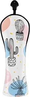 STAYTOP Cartoon Cactus Golf Club Head Covers 1Pcs for Woods, Driver, Hybrid,Premium PU Leather Golf Headcovers Set with Interchangeable Tags