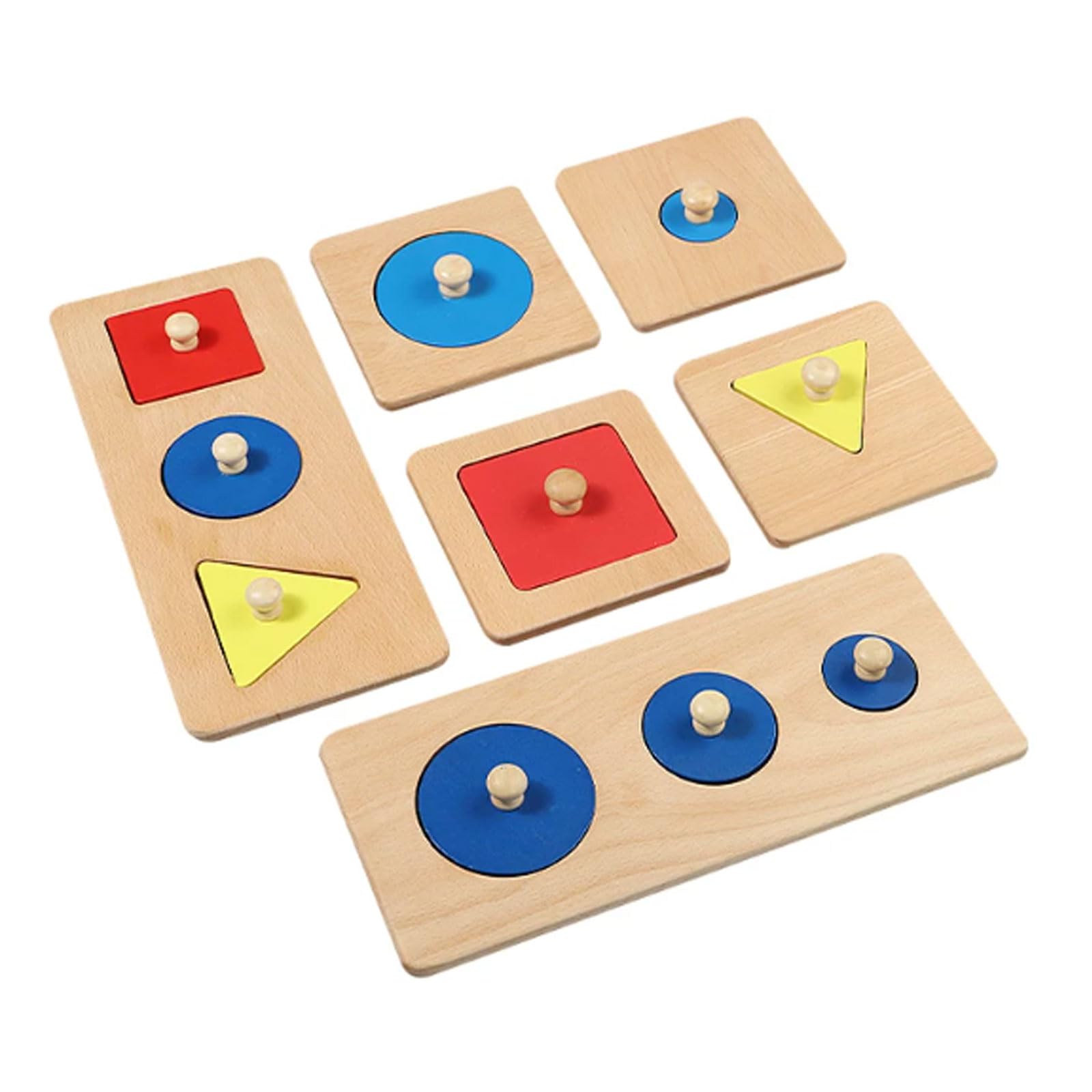 Montessori Drewniane Puzzle z Gałkami | Drewniana Sensoryczna Tablica Geometryczna | Zabawka Motoryki Małej dla Malucha,Multiple circles