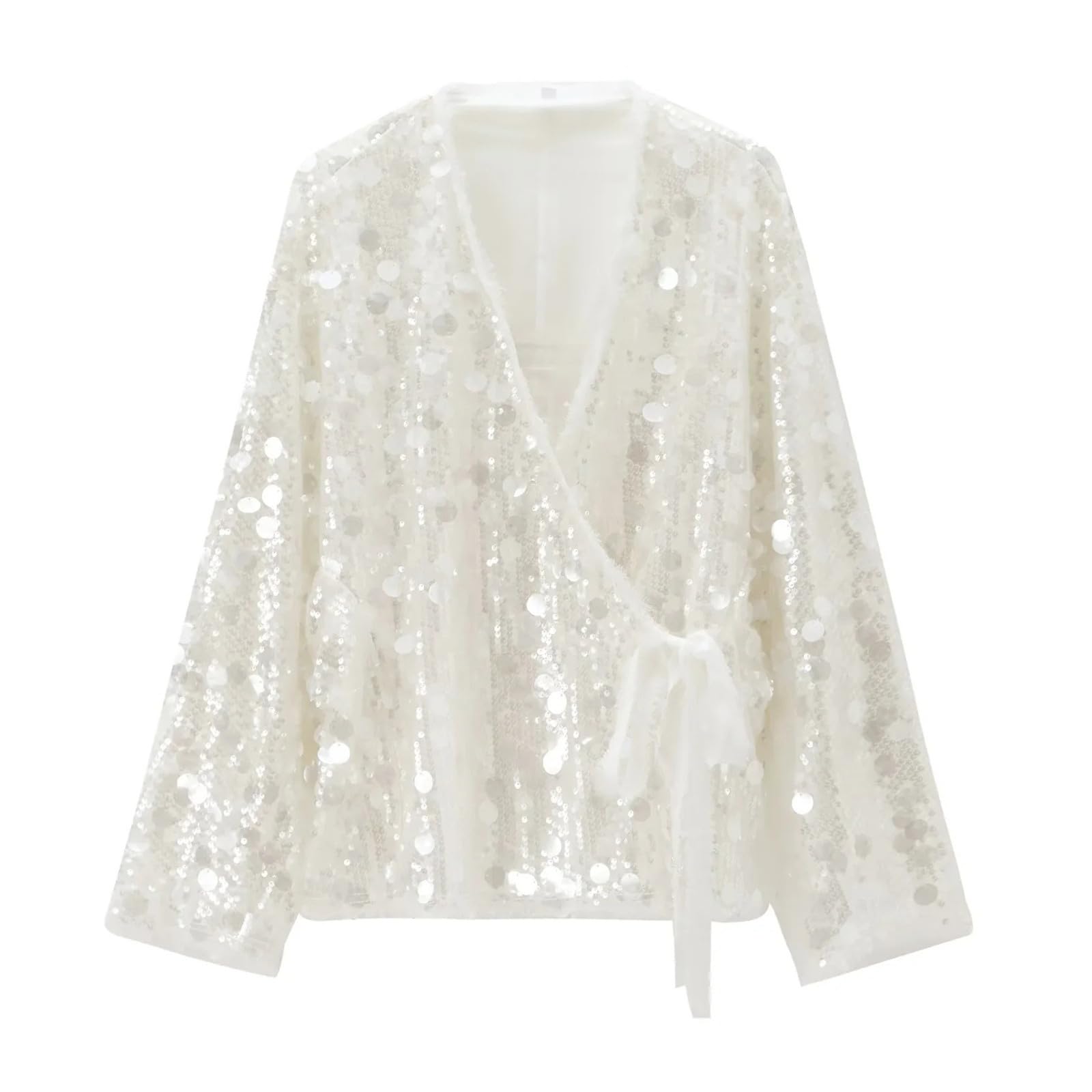 Jacke Damen üBergangsjacke - Lässige Kimono-Jacke mit funkelnden Pailletten für Elegante Straßenmode täglichen Komfort
