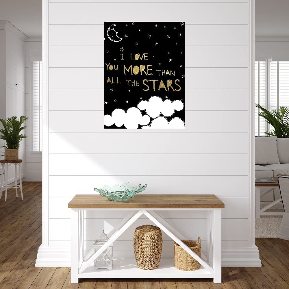 Fine Art Canvas Love You More Than Stars Canvas Wall Decor by Artist Nikki Chu for Living Room, Bedroom, Bathroom, Kitchen, Office, Bar, Dining & Guest Room - Ready to Hang - 24 in x 32 in