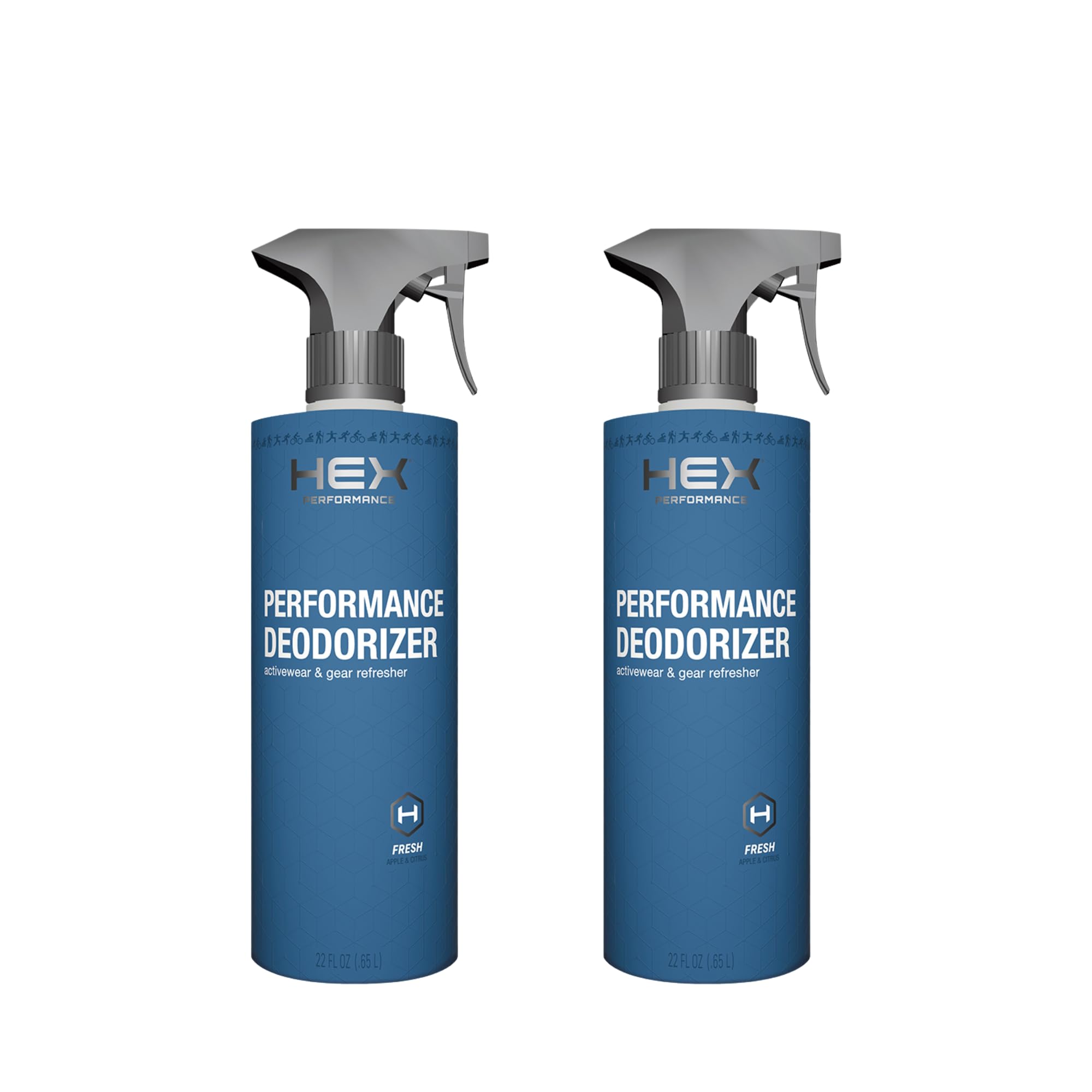 HEX Performance Deodorizing Spray, Fresh, 44oz (Pack of 2) - Awesome for Shoes, Gear, Activewear & Fabrics, Yoga Mats & Gym Equipment, Carpet, Pets, Odor Eliminator & Fabric Refresher Spray