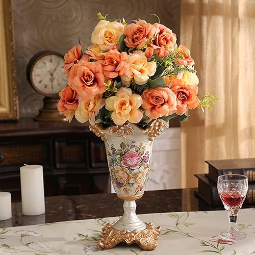 Miniatura 3 de Florero de estilo europeo grande, florero decorativo de resina pintado a mano para sala de estar, comedor, centro de mesa, dormitorio, oficina,