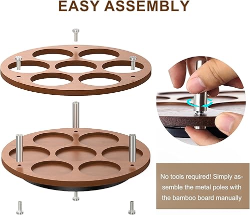 Miniatura 6 de SHILFID Organizador giratorio para jarabe de café, soporte para botellas de jarabe para estación de cafetería, 7 botellas de almacenamiento, bandeja