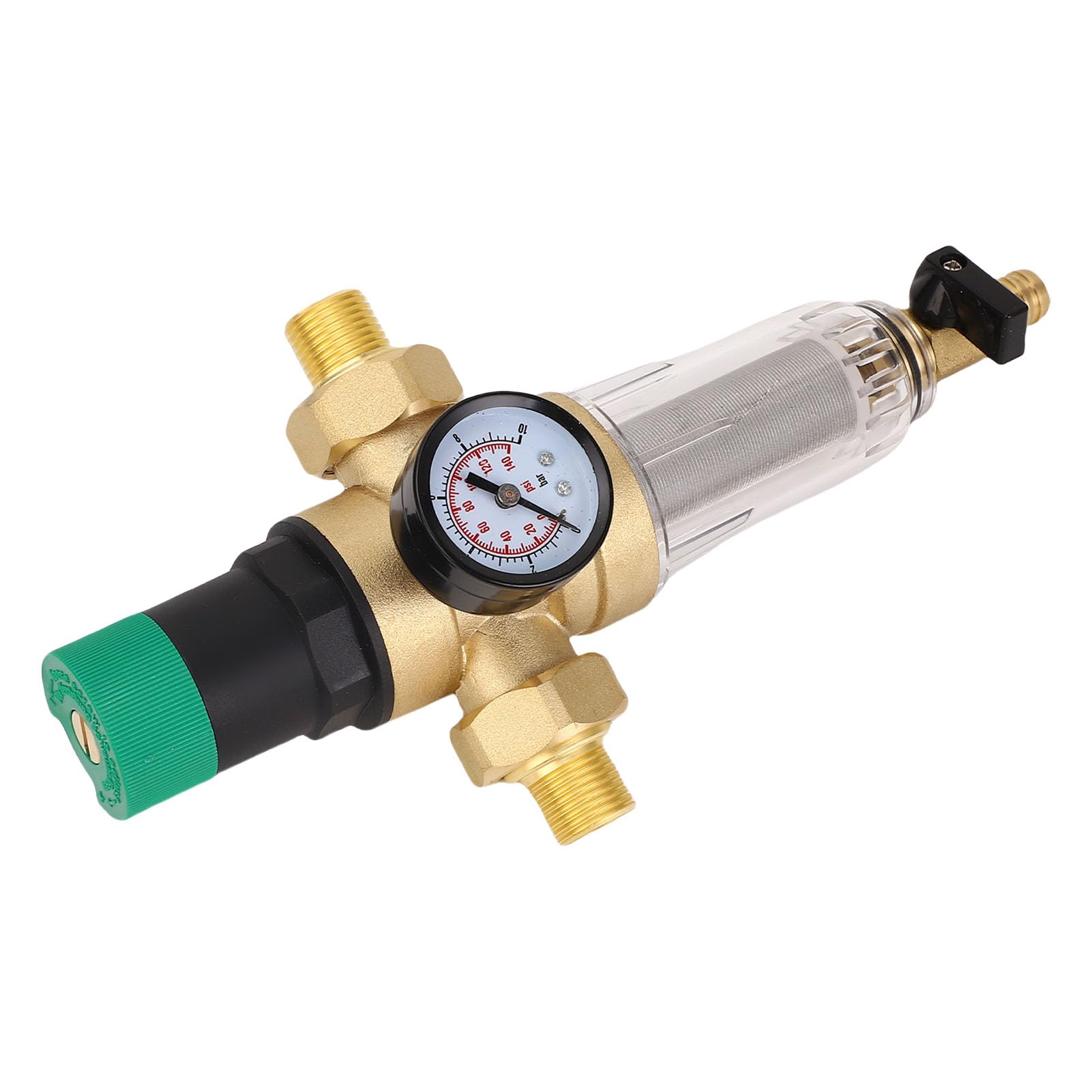 Regolatore della Pressione Dell'acqua, Valvola di Riduzione della Pressione in Ottone con Filtro del Backwash e Misuratore di Pressione Anteriore, per Dispositivi di