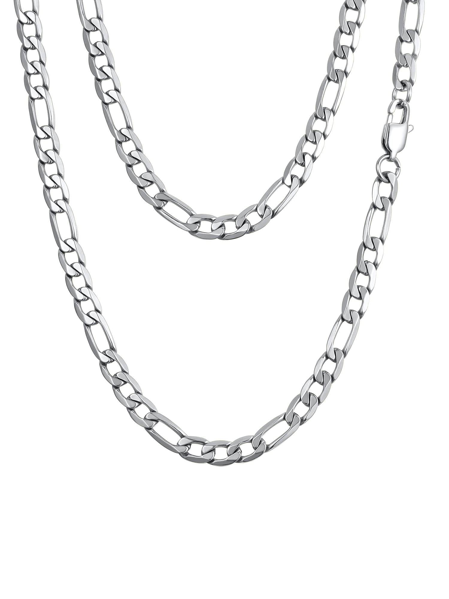 PROSTEEL 316L Stainless Steel Figaro Chain Necklace for Men, Black/18K Real Gold Plated, 4mm to 13mm, 14inch to 30inch, Come with Box