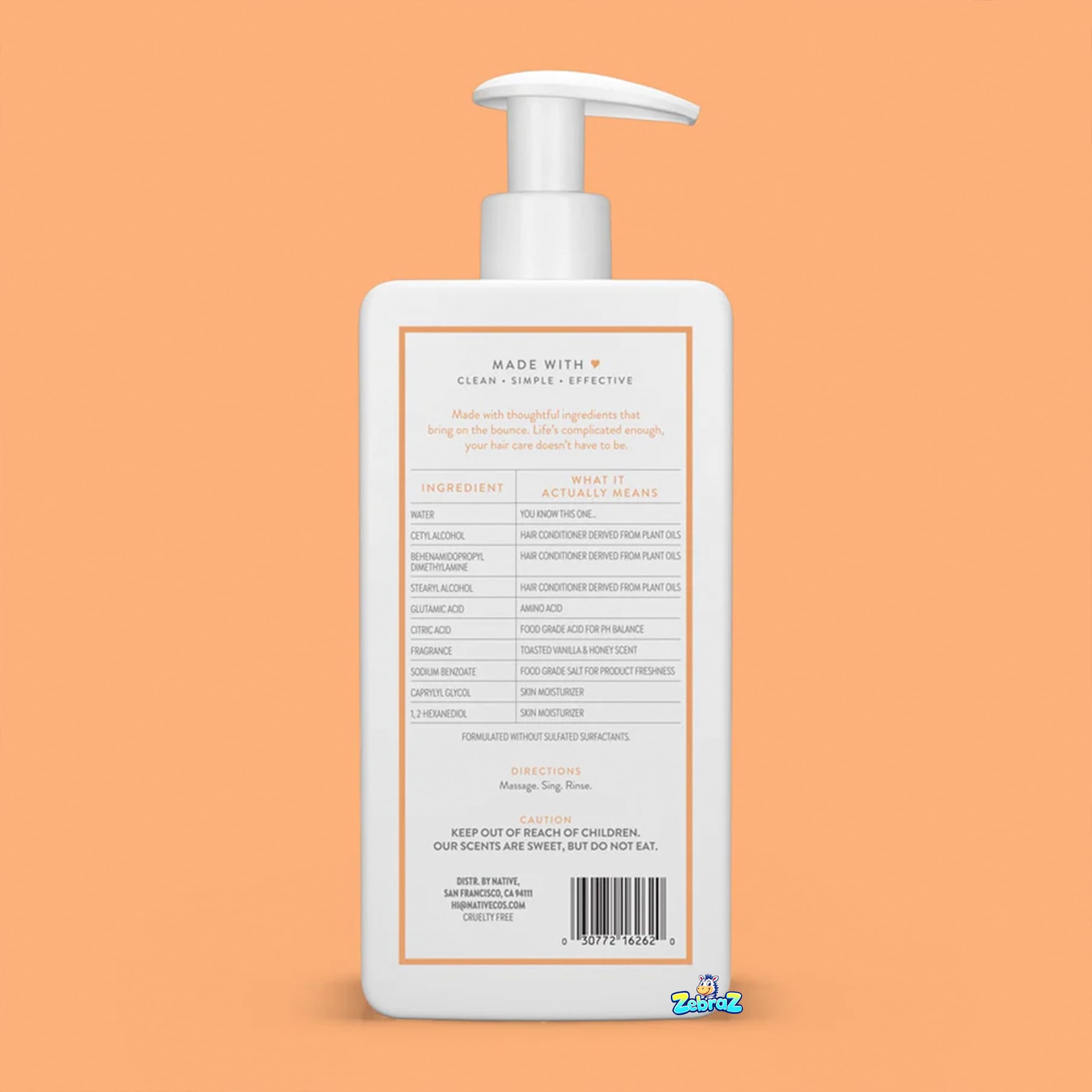 Native Toasted Vanilla & Honey Shampoo and Conditioner, 8.25 oz Pack of 2