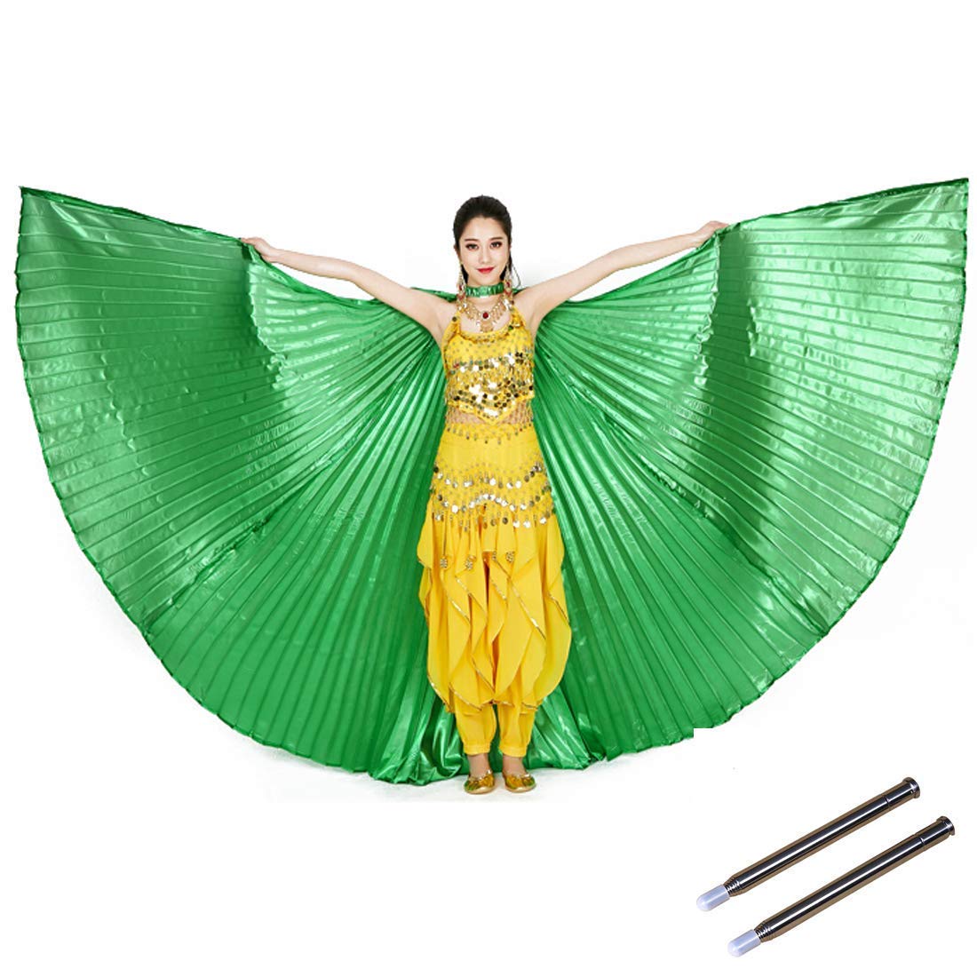 Fancydresswale Opening Belly Dance Isis Wings Dancing Props with Sticks Rods-Green (B07JBD8N2Y) Amazon Price History, Amazon Price Tracker