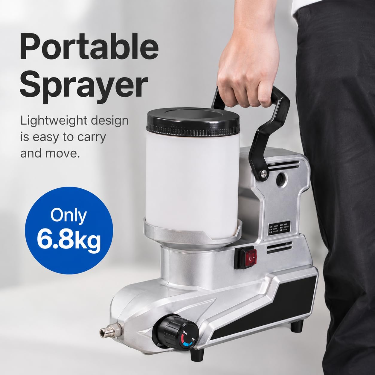 1600 W Airless agregat malarski, wysokociśnieniowy opryskiwacz ścienny ze zbiornikiem 2 l, przepływ 2,5 l/min, 3 prędkości i wąż 5 m do malowania domu