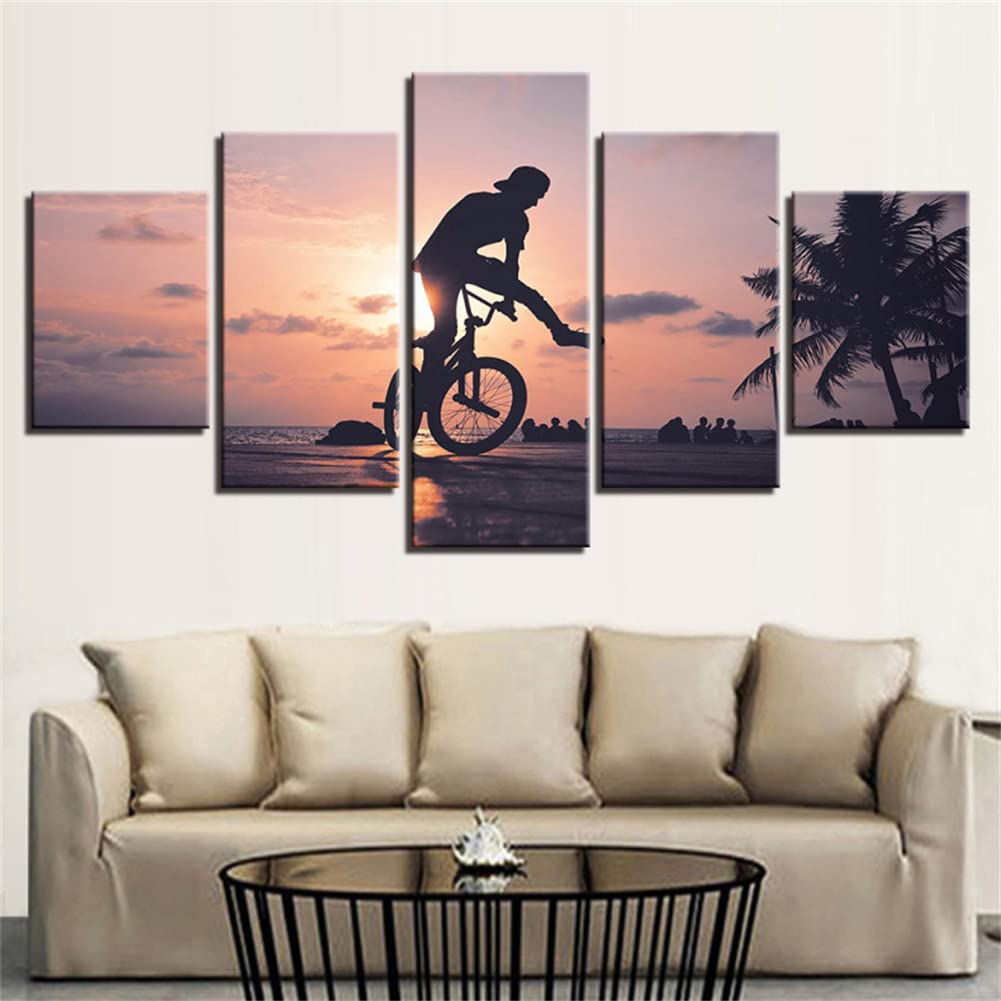 Kits peinture diamant 5D grand format pour décorer le salon avec une broderie garçon de vélo