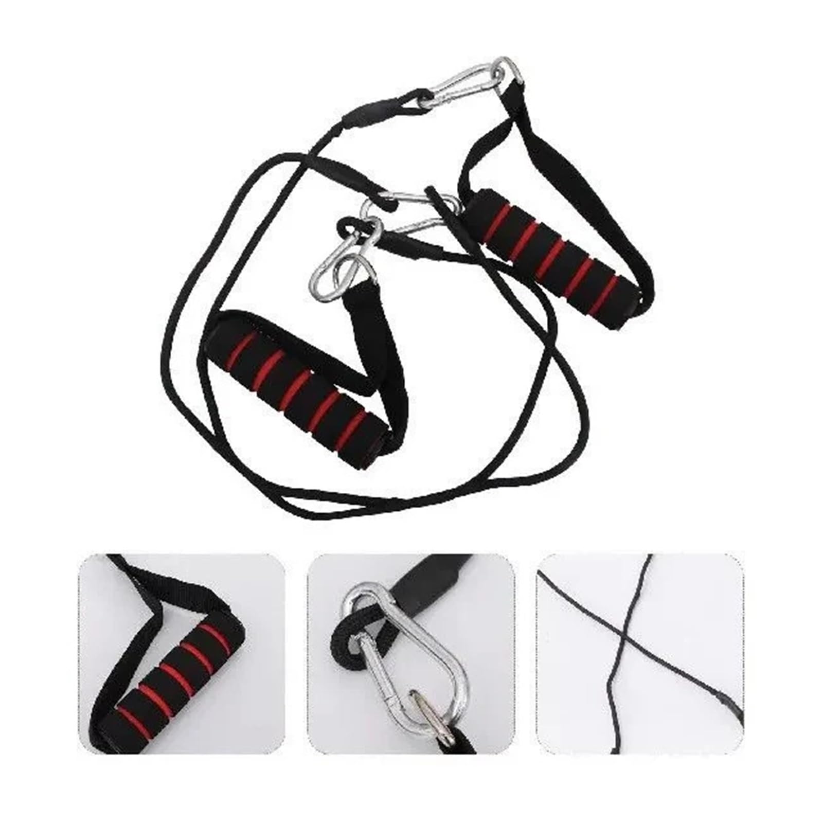 Corda for tricipiti da tirare giù con manico in plastica in spugna, fettuccia in nylon ad alta resistenza for allenamento in palestra a casa, bicipiti e(Black C)
