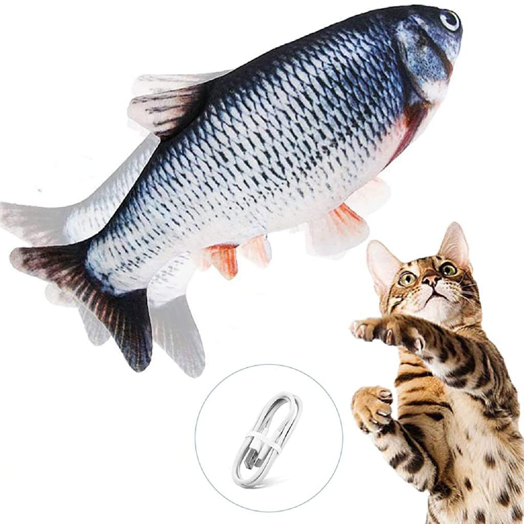 Qpets® Simulation Jumping Electric Fish Cat Toys for Kittens, Wagging