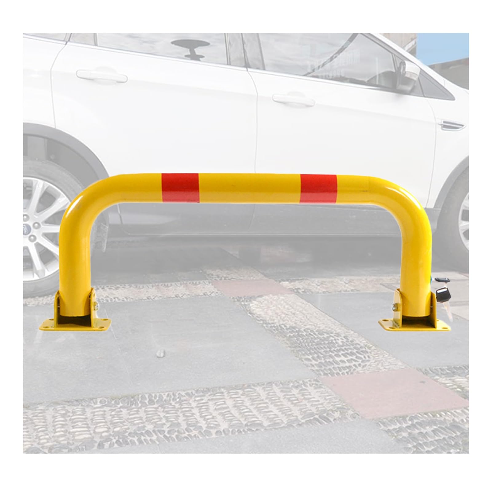 DUANHOZ Parking Guardrails,U-Shaped Parking Lock, Folding Reflective Anti-Collision Bar with Lock, Durable Occupied Parking Blocker for Schools, Garages, Subways - 800x300mm Secu