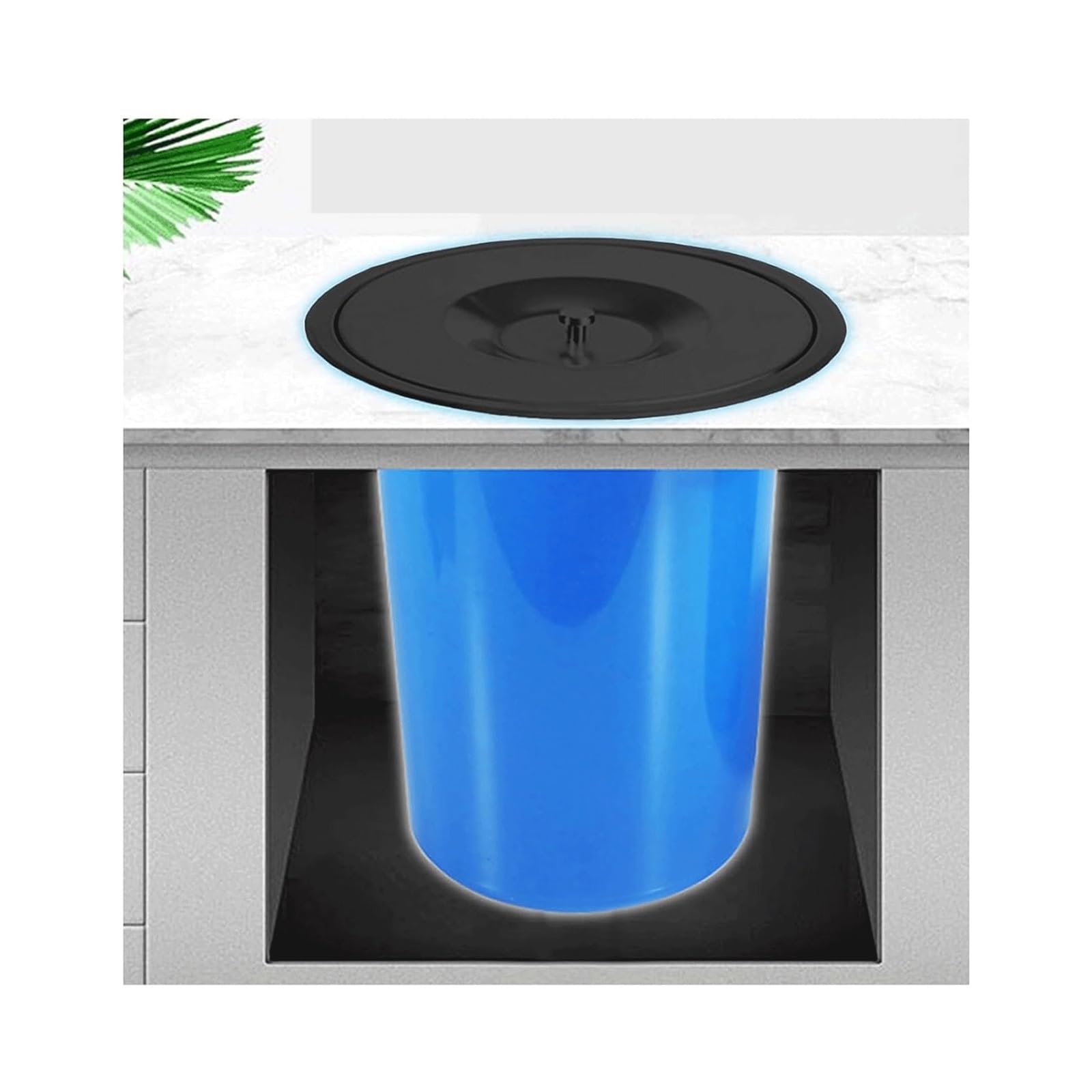 DFGHNBVC Trash Grommet Countertop Built-In Trash Can Lid Hidden Embedded Abs Garbage Bin Stainless Steel Recessed Waste Chute Trash Bin Lid,5L