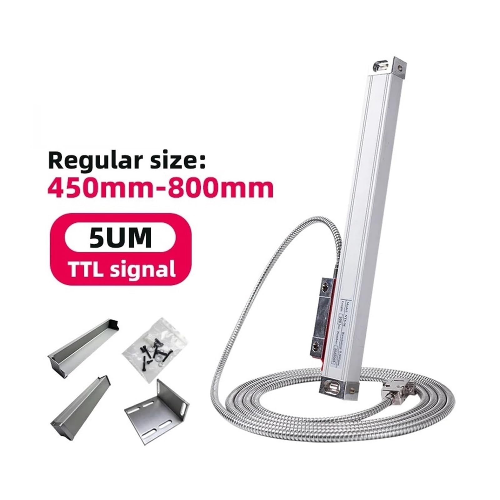 Codeur linéaire, Règle linéaire à encodeur Optique 1 Micron, échelle linéaire Haute précision 0,005 mm TTL DRO 500 600 700 750 800 mm pour fraiseuse(650mm Travel)
