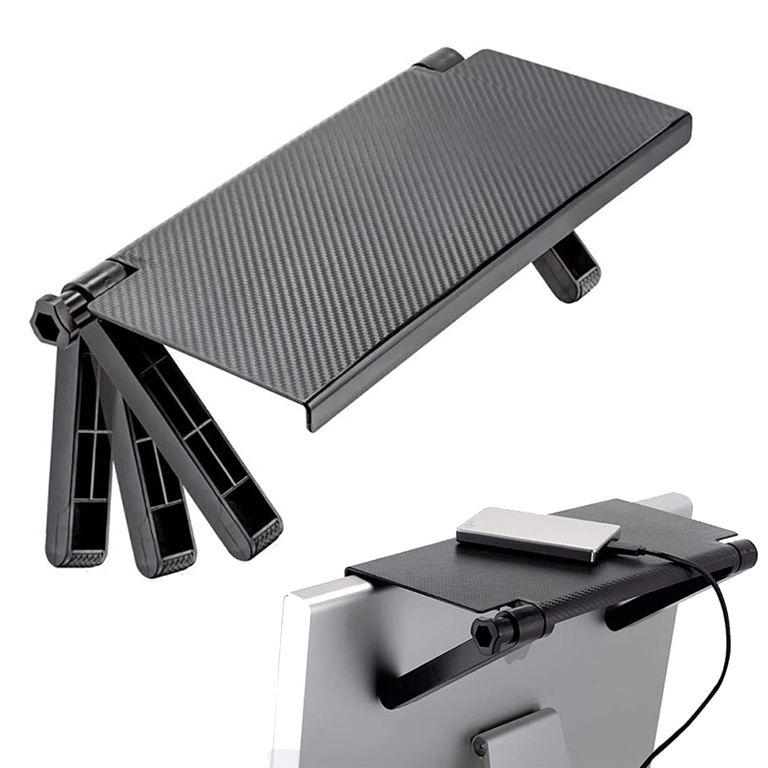Screen Top Shelf for Computer Monitor & TV, Foldable Storage Organizer Rack Riser, Adjustable Top Stand for Wi-Fi Router, Remote Control, Streaming Box & Office Desktop Media Devices, Black-image-47