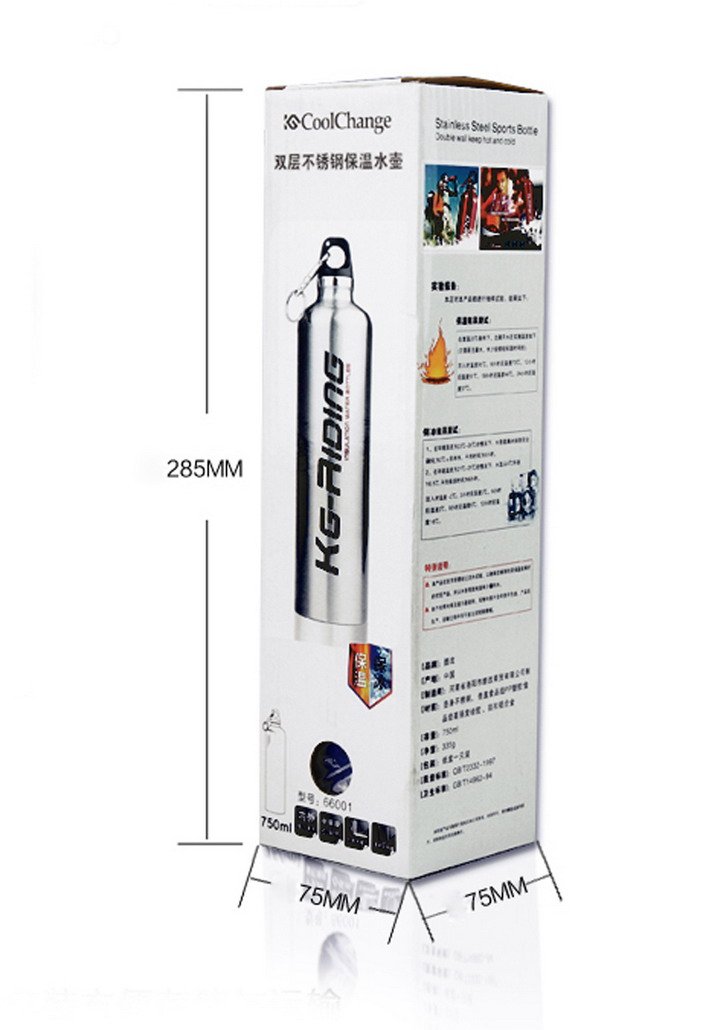 Cool Change Ciclismo acero inoxidable agua botella Outdoor Sport 750 ml
