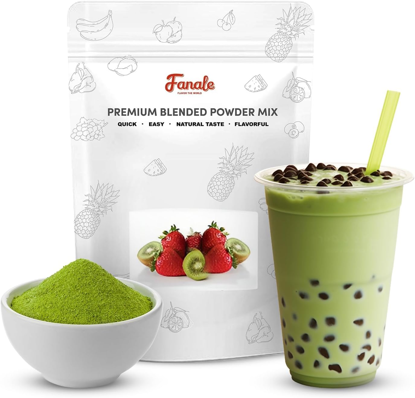 Fanale Premium Matcha Green Bubble Tea Flavoring Powder | Perfect for Baking, Smoothies, Desserts and Drinks | Instant Flavoring Powder for Boba Milk Tea - 2.2 Pounds (Pack of 1)