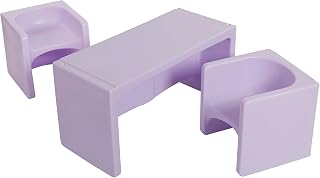 ECR4Kids Tri-Me Table and Cube Chair Set, Multipurpose Furniture, Light Purple, 3-Piece