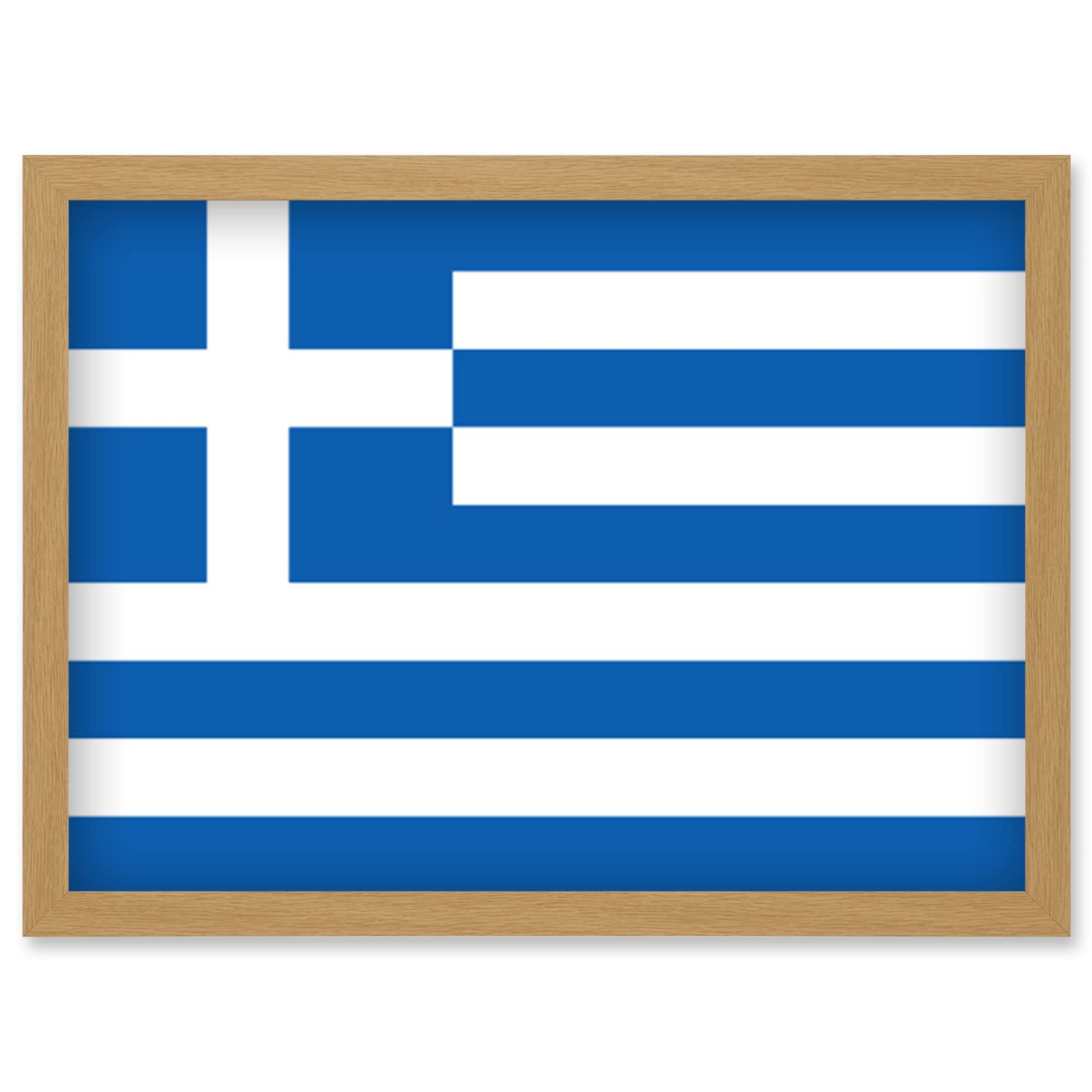Artery8 Greece National Flag Patriotic Vexillology World Flags Country Region Poster Artwork Framed Wall Art Print A4
