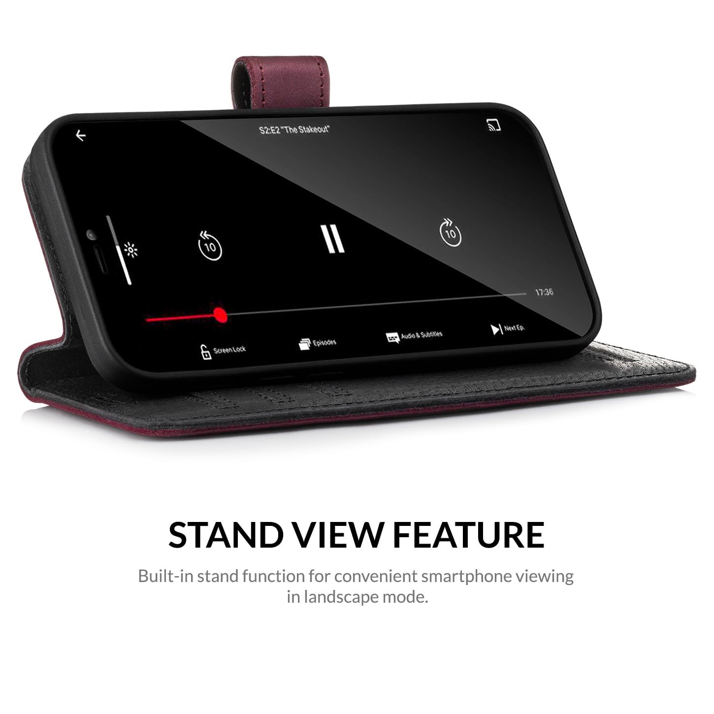 SURAZO Handyhülle für Samsung Galaxy S23 FE Hülle Leder – Klappbar Echtleder Schutzhülle [ Magnet, Kartenfach, RFID Schutz, Standfunktion ] Flip Klapphülle Wallet Case Cover Lederhülle (Burgund)