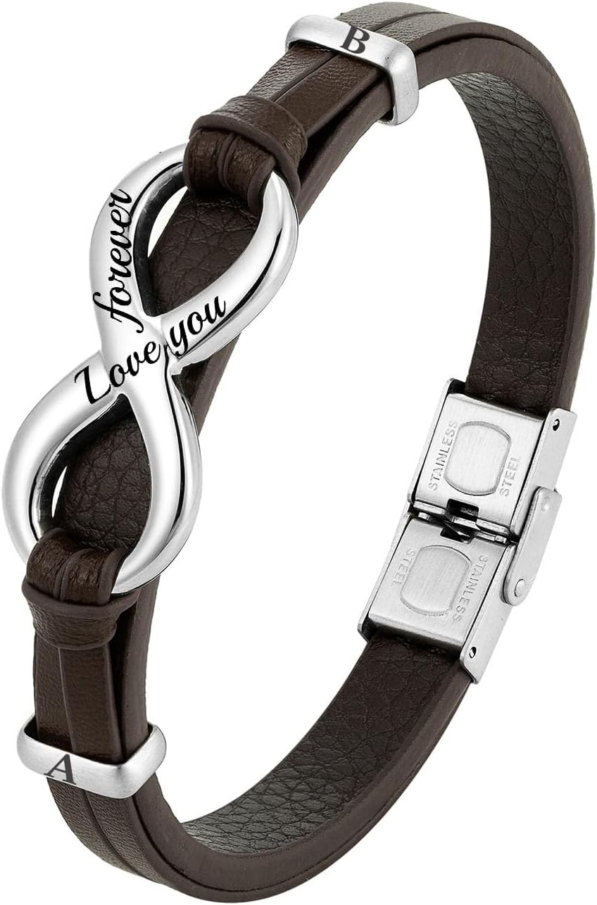 Amazon.com: Personalized Mens Infinity Knot Leather Bracelet