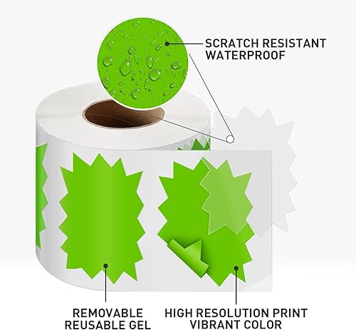 Miniatura 6 de Meitaat Etiquetas de precio Etiquetas adhesivas verdes de 4 x 3 pulgadas, autoadhesivas, etiquetas adhesivas de gran venta, letreros de explosión de