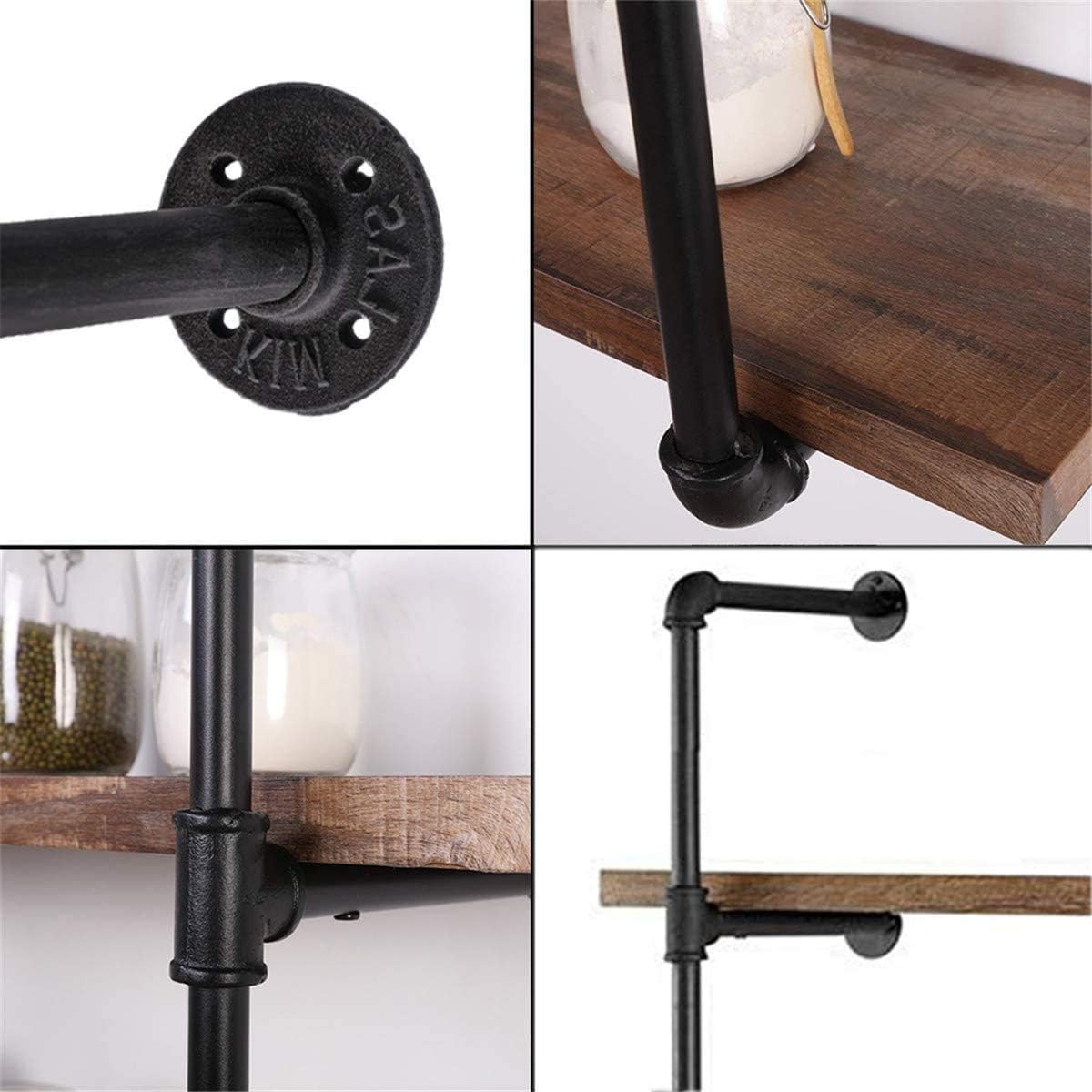 Industrial Wall Mount Iron Pipe Shelf Bracket,Vintage Retro Black DIY Open Bookshelf, Storage Shelves, Ceiling hung Shelves for Home Kitchen Office(2PcsX5Tier,70" Tall,12"deep,Hardware Only)