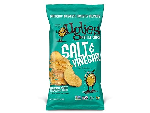 Dieffenbach's Dieffenbach's Uglies Naturally Imperfect Kettle Style - Papas fritas estilo hervidor, paquete de 4 bolsas de 6 onzas (sal y vinagre),